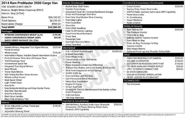 2014 Ram ProMaster High Roof