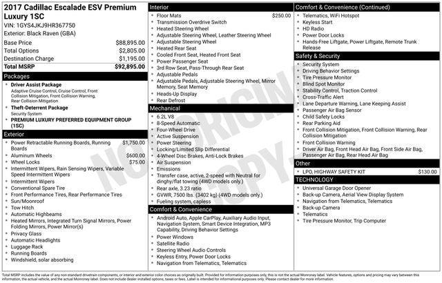 2017 Cadillac Escalade ESV Premium Luxury