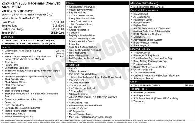 2024 RAM 2500 Tradesman Crew Cab 4x4 64 Box 2024 RAM 2500 Tradesman Crew Cab 4x4 64 Box