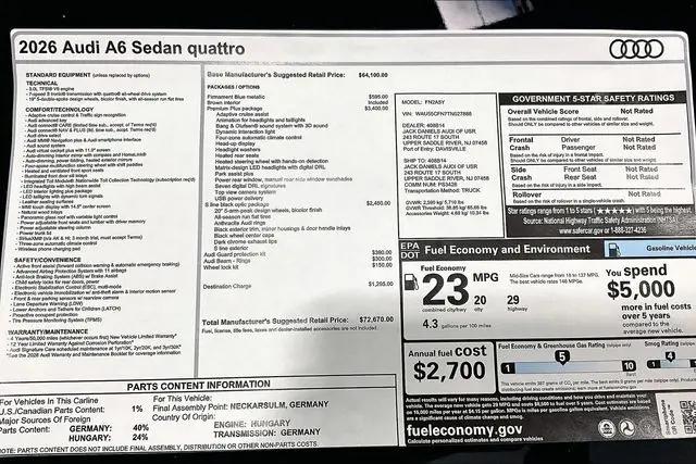 2026 Audi A6 Premium Plus quattro S tronic