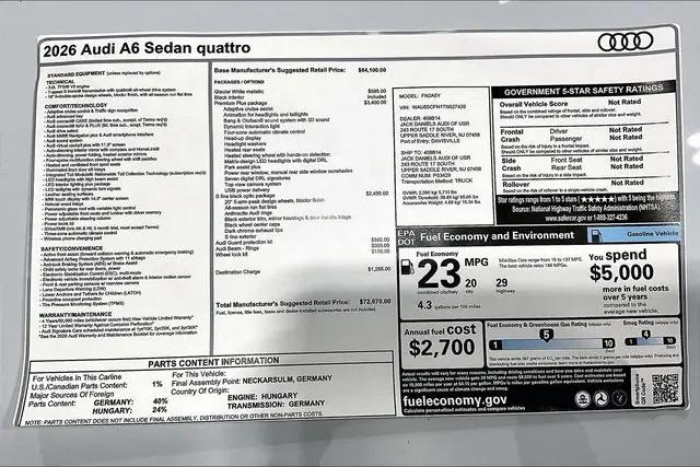 2026 Audi A6 Premium Plus quattro S tronic