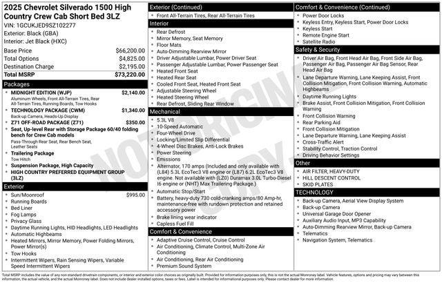 2025 Chevrolet Silverado 1500 4WD Crew Cab Short Bed High Country 2025 Chevrolet Silverado 1500 4WD Crew Cab Short Bed High Country