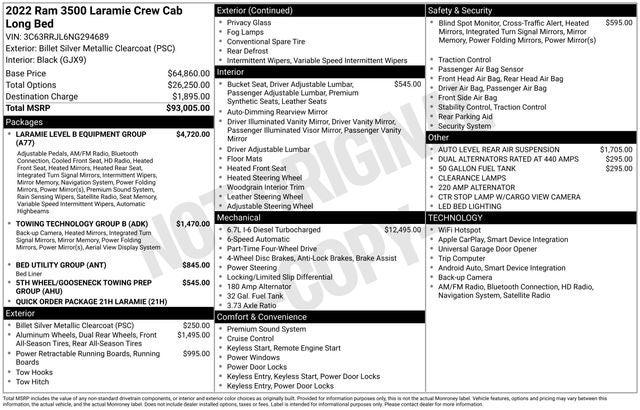 2022 RAM 3500 Laramie Crew Cab 4x4 8 Box