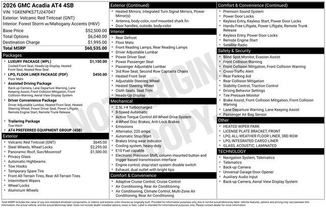 2026 GMC Acadia AT4 AWD