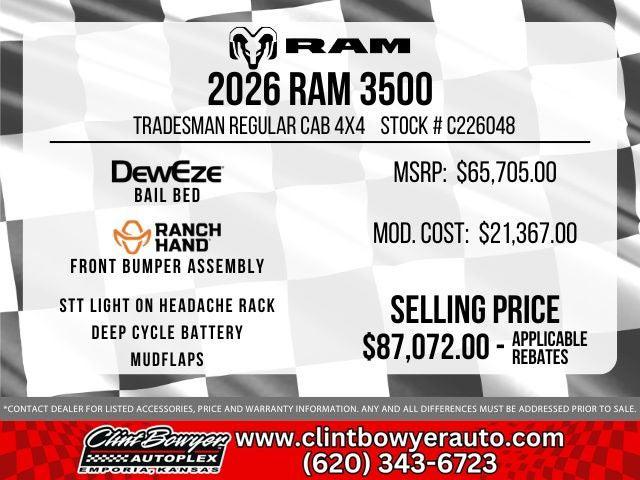2026 RAM Ram 3500 Chassis Cab RAM 3500 TRADESMAN CHASSIS REGULAR CAB 4X4 60 CA