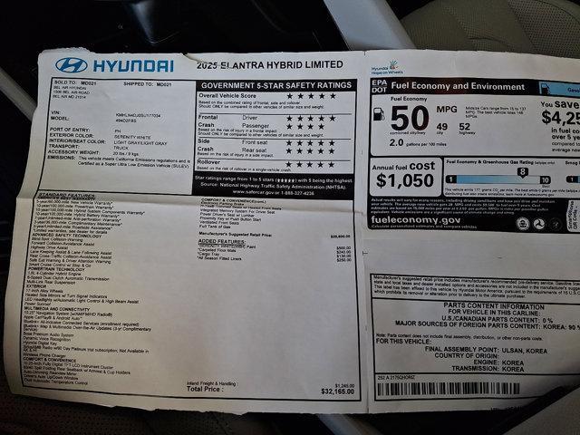 2025 Hyundai Elantra Hybrid Limited