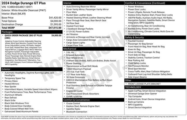 2024 Dodge Durango GT Plus RWD 2024 Dodge Durango GT Plus RWD