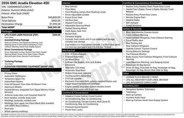 2026 GMC Acadia Elevation AWD