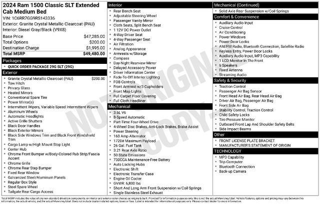 2024 Ram 1500 Classic SLT Quad Cab 4x4 6'4" Box