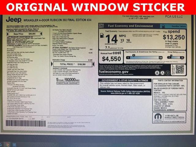 2025 Jeep Wrangler 4-Door Rubicon 392 Final Edition 4x4 2025 Jeep Wrangler 4-Door Rubicon 392 Final Edition 4x4
