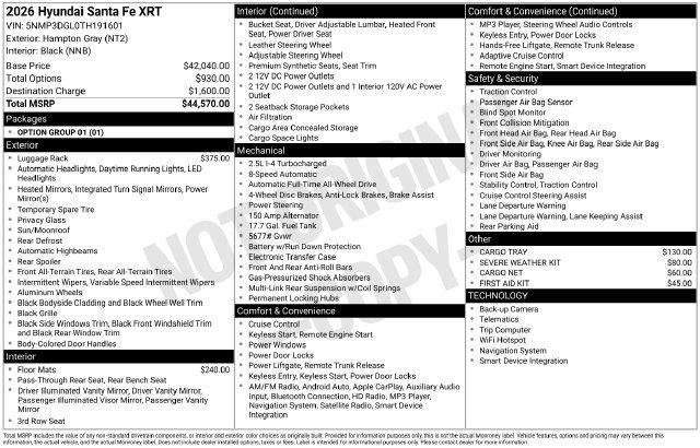 New 2026 Hyundai Santa Fe XRT For Sale in Olive Branch, MS