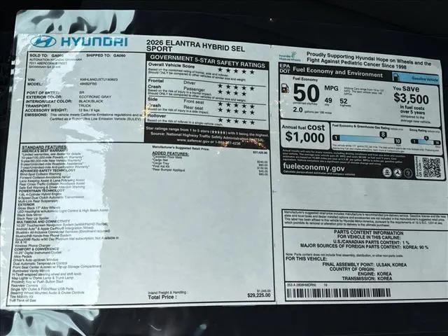 2026 Hyundai Elantra Hybrid SEL Sport