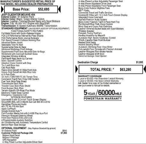 2026 Jeep Gladiator GLADIATOR MOJAVE X 4X4