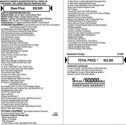 2026 Jeep Gladiator GLADIATOR MOJAVE X 4X4 2026 Jeep Gladiator GLADIATOR MOJAVE X 4X4