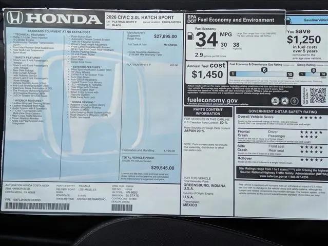 2026 Honda Civic Sport