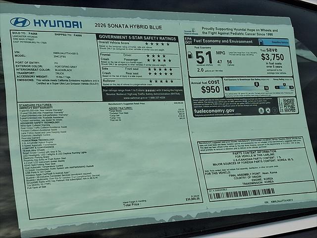 2026 Hyundai Sonata Hybrid Blue