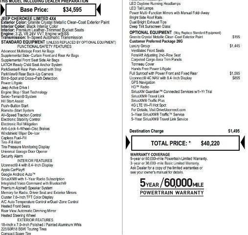 2020 Jeep Cherokee Limited 4X4