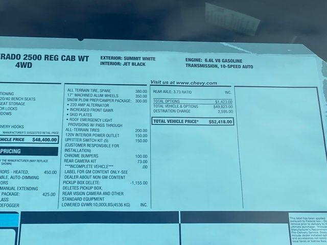 2026 Chevrolet Silverado 2500HD Regular Cab, Long Bed, WT, 4WD
