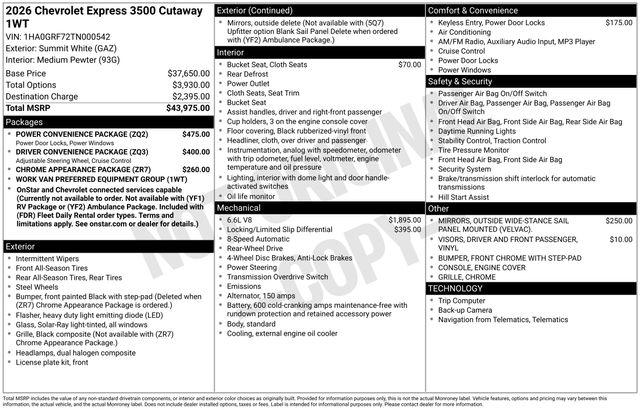 2026 Chevrolet Express Cutaway Work Van