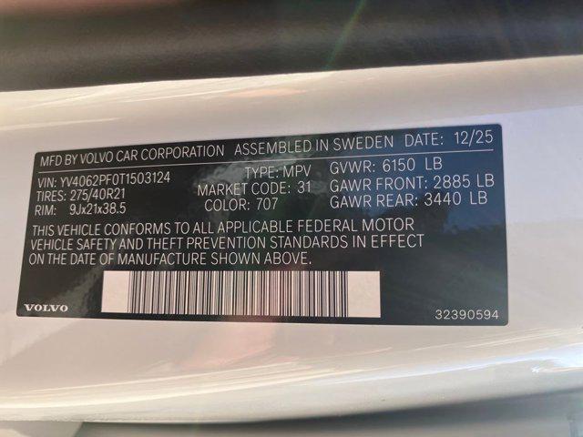 2026 Volvo XC90 Ultra, B6 AWD Gas (mild hybrid), Gasoline, Bright, 7 Seats