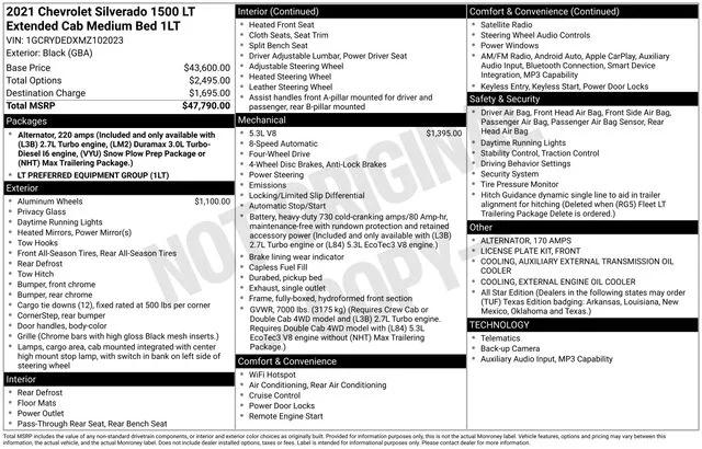 2021 Chevrolet Silverado 1500 4WD Double Cab Standard Bed LT