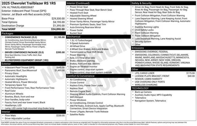 2025 Chevrolet Trailblazer AWD RS