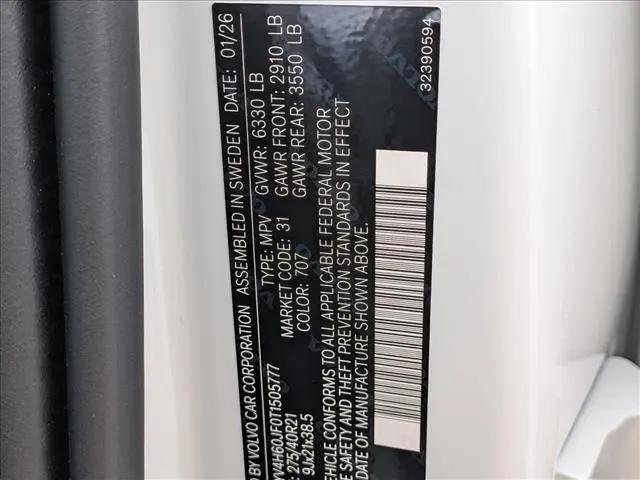 2026 Volvo XC90 Plug-In Hybrid Ultra, T8 AWD, Electric/Gasoline, Bright, 6 Seats
