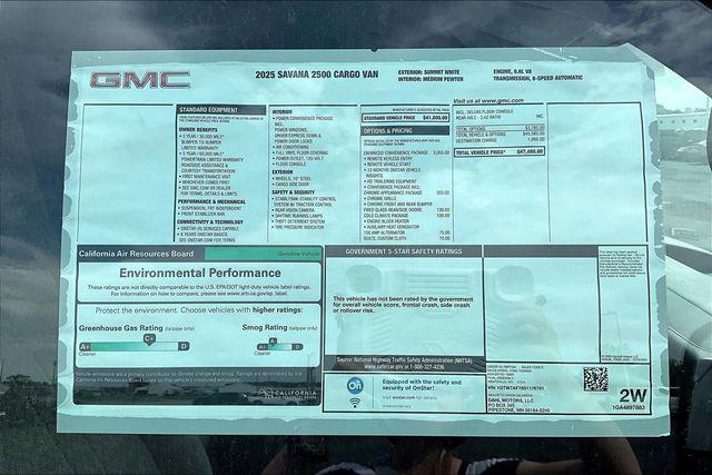 2025 GMC Savana Cargo RWD 2500 Regular Wheelbase Work Van