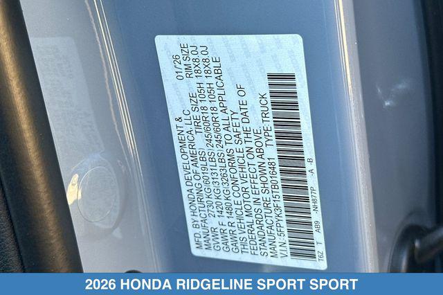 2026 Honda Ridgeline Sport