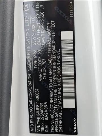 2026 Volvo XC90 Plug-In Hybrid Plus, T8 AWD, Electric/Gasoline, Bright, 6 Seats