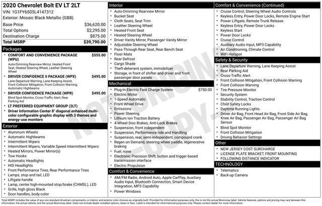 2020 Chevrolet Bolt EV FWD LT
