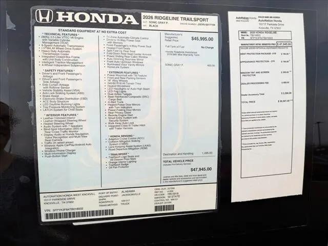2026 Honda Ridgeline TrailSport