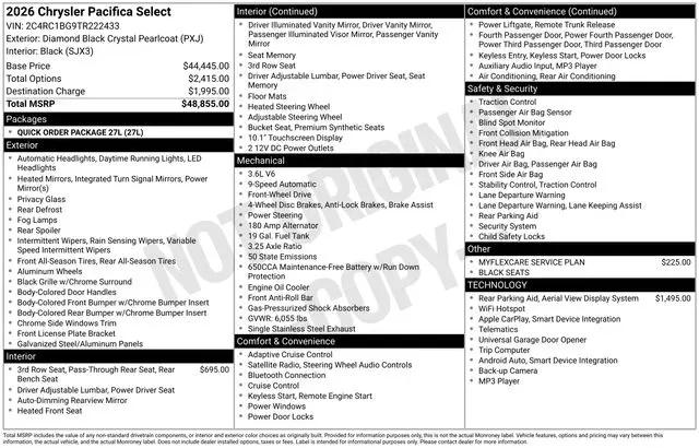 2026 Chrysler Pacifica Select