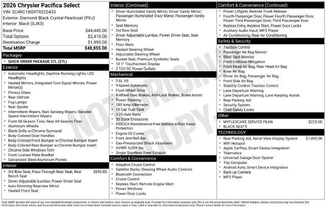 2026 Chrysler Pacifica Select