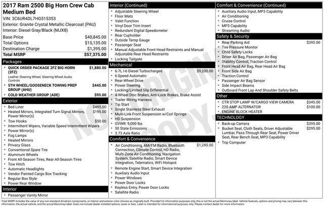 2017 RAM 2500 Big Horn Crew Cab 4x2 64 Box
