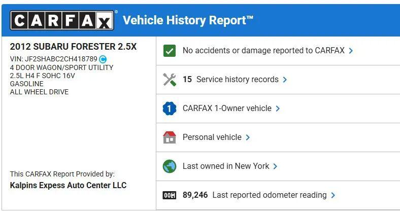 2012 Subaru Forester 2.5X