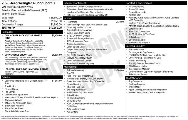2026 Jeep Wrangler 4-Door Sport S 4x4