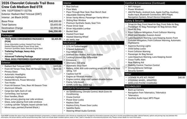 2026 Chevrolet Colorado Trail Boss, 4WD