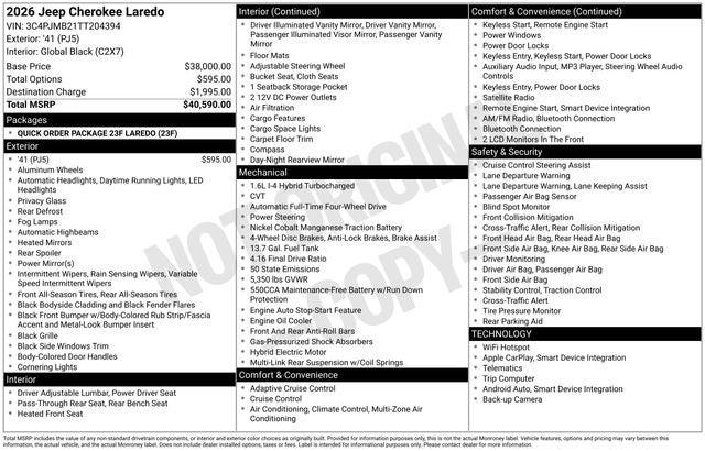2026 Jeep Cherokee Laredo 4x4