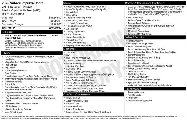 2026 Subaru Impreza Sport