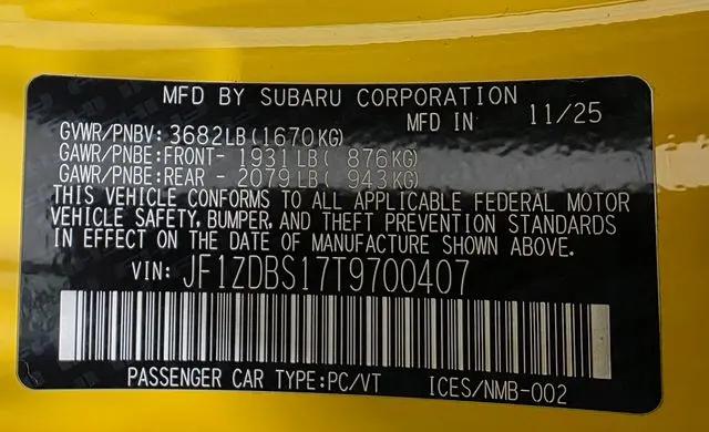 2026 Subaru BRZ Series.Yellow