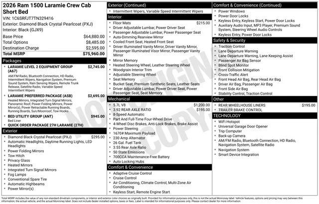 2026 RAM Ram 1500 RAM 1500 LARAMIE CREW CAB 4X4 57 BOX