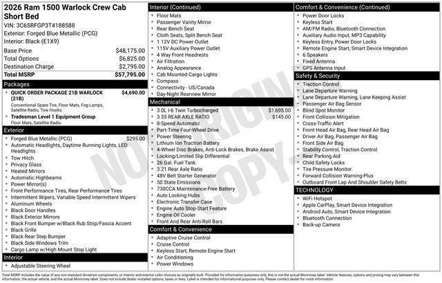 2026 Ram 1500 Warlock Crew Cab 4x4 5'7" Box