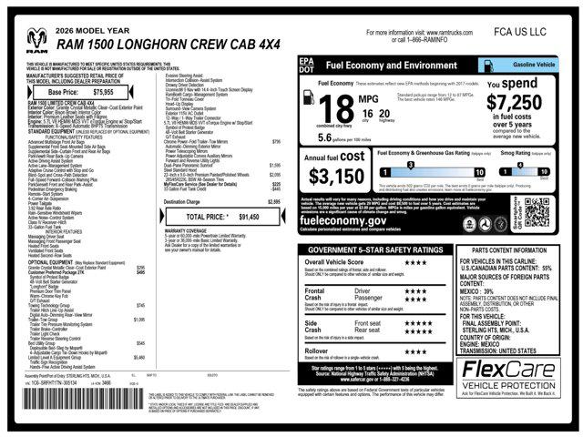 2026 Ram 1500 Limited Longhorn Crew Cab 4x4 5'7" Box