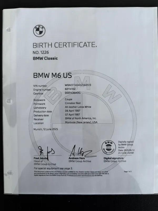1987 BMW 6 Series Base