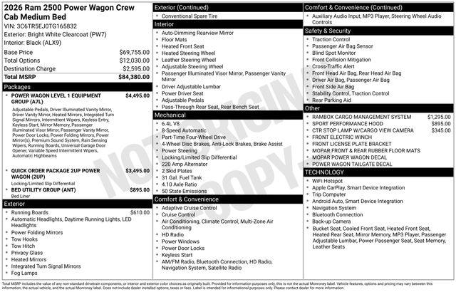 2026 Ram 2500 Power Wagon Crew Cab 4x4 6'4" Box