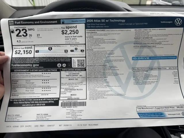 2026 Volkswagen Atlas SE with Technology