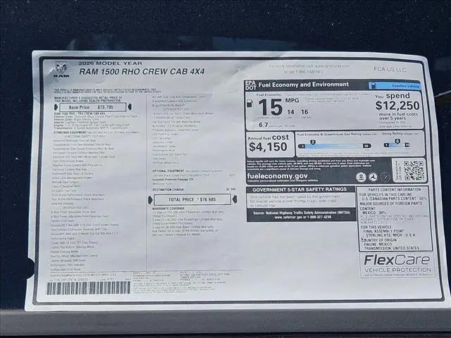2026 Ram 1500 RHO Crew Cab 4x4 57 Box