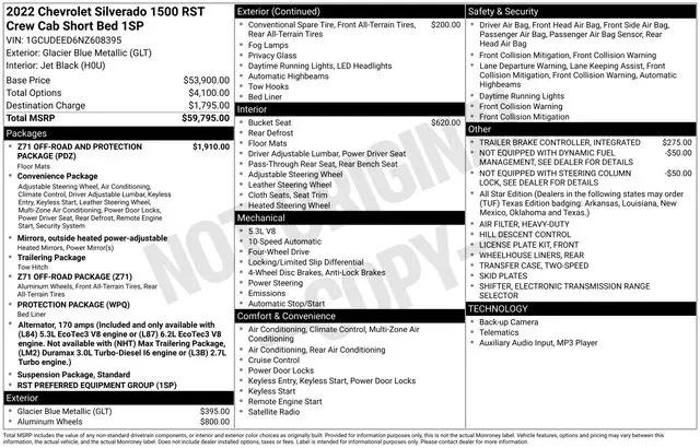 2022 Chevrolet Silverado 1500 4WD Crew Cab Short Bed RST