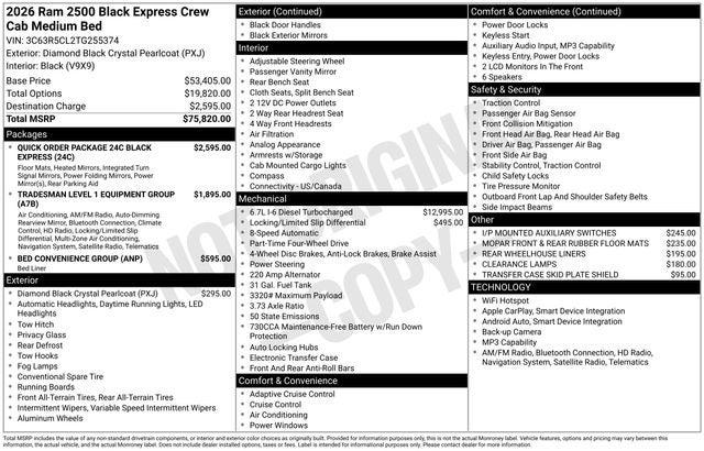 2026 Ram 2500 Black Express Crew Cab 4x4 6'4" Box